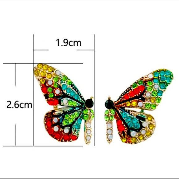 Rhinestone Butterfly Earrings.  (Bin1C) - Picture 5 of 8